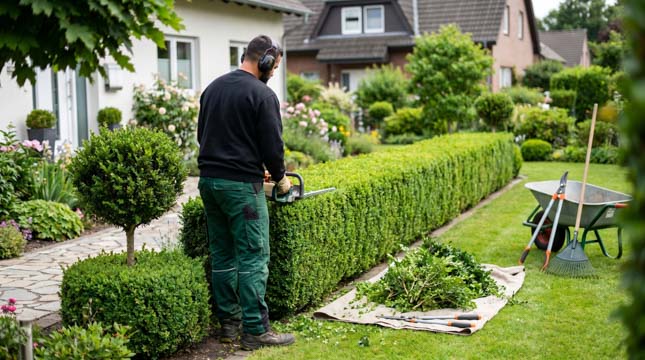 Gepflegte Hecke nach fachgerechtem Hecken- und Baumschnitt