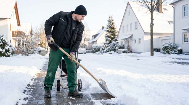 Geräumter Außenbereich im Winterdienst bei Schnee